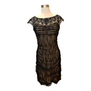F9 Jessica Simpson Cocktail Dress EUC Black Ruched Lace Size 12
